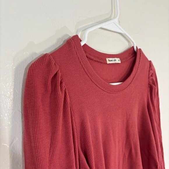 Marine Layer Top Womens XS Puff Sleeve Ribbed Blouse Long Sleeve BOHO - Picture 2 of 5